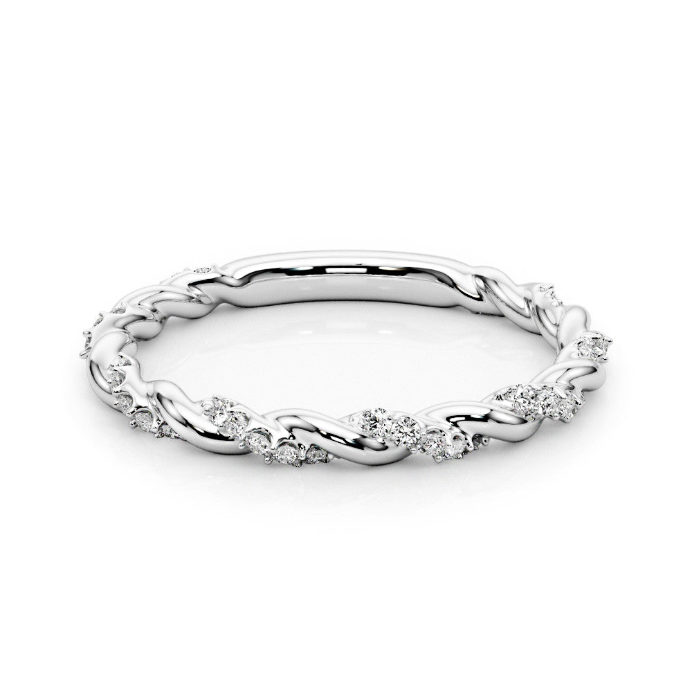 Rope Design Round Diamond Wedding Ring-VIRABYANI